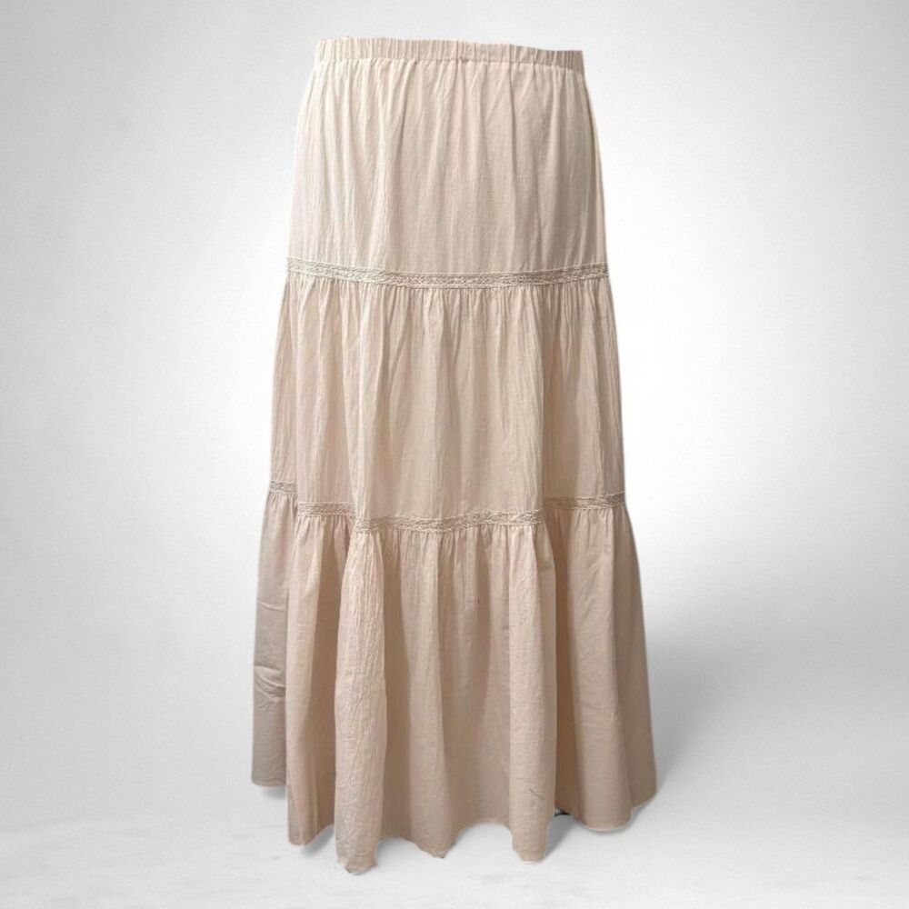 WHITE BIRCH Crochet Lace Detail Tiered Maxi Skirt, NEW IN PACKAGE! Size 1X